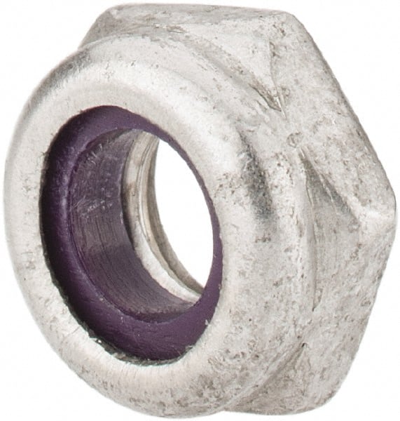 Value Collection - 1/4-20 UNC 18-8 Hex Lock Nut with Nylon Insert - 7/16" Width Across Flats, 13/64" High, Uncoated - Exact Tooling