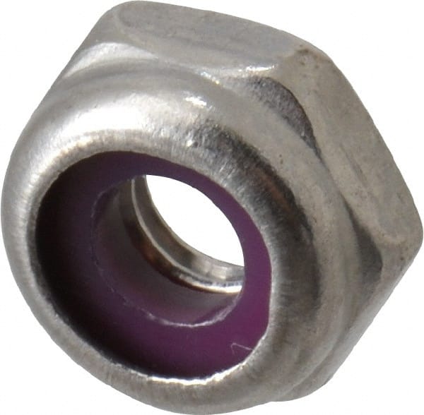 Value Collection - #10-32 UNF 18-8 Hex Lock Nut with Nylon Insert - 3/8" Width Across Flats, 3/16" High, Uncoated - Exact Tooling