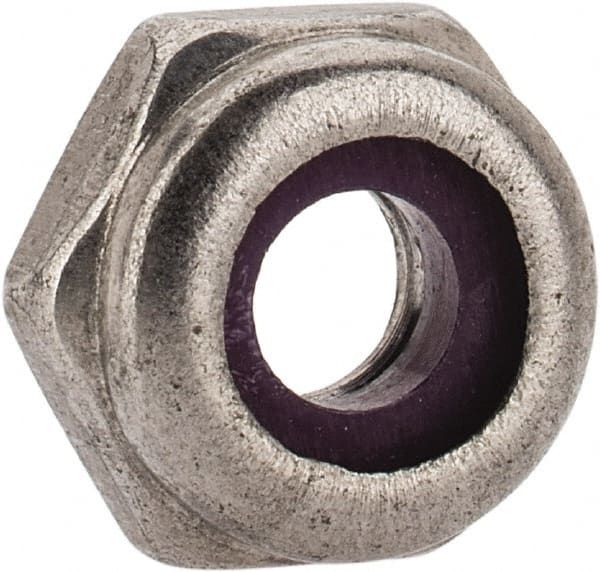 Value Collection - #10-24 UNC 18-8 Hex Lock Nut with Nylon Insert - 3/8" Width Across Flats, 3/16" High, Uncoated - Exact Tooling
