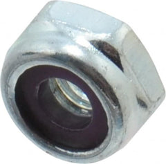 Value Collection - #10-32 UNF Grade 2 Hex Lock Nut with Nylon Insert - 3/8" Width Across Flats, 3/16" High, Zinc-Plated Finish - Exact Tooling