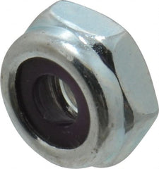 Value Collection - #10-24 UNC Grade 2 Hex Lock Nut with Nylon Insert - 3/8" Width Across Flats, 3/16" High, Zinc-Plated Finish - Exact Tooling