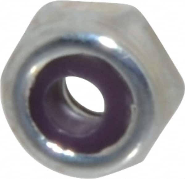 Value Collection - #4-40 UNC Grade 2 Hex Lock Nut with Nylon Insert - 1/4" Width Across Flats, 1/8" High, Zinc-Plated Finish - Exact Tooling