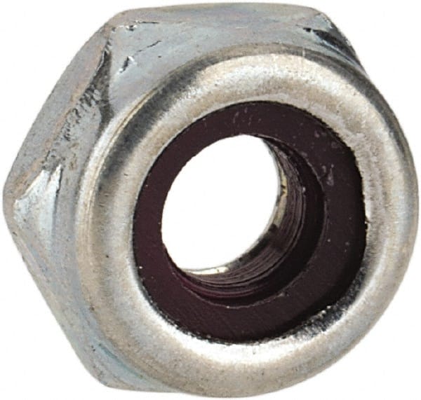 Value Collection - #5-40 UNC Grade 2 Hex Lock Nut with Nylon Insert - 1/4" Width Across Flats, 1/8" High, Zinc-Plated Finish - Exact Tooling