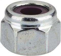 Value Collection - 1/4-20 UNC Grade 2 Heavy Hex Lock Nut with Nylon Insert - 1/2" Width Across Flats, 3/8" High, Zinc-Plated Finish - Exact Tooling