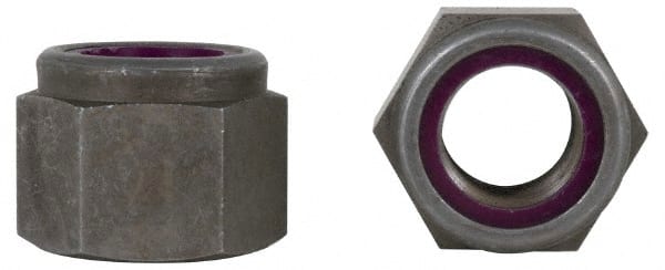Value Collection - 1-1/2 - 6 UNC Grade 2 Heavy Hex Lock Nut with Nylon Insert - 2-3/8" Width Across Flats, 1-59/64" High, Zinc-Plated Finish - Exact Tooling