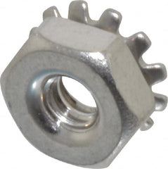 Value Collection - #6-32, 0.14" High, Uncoated, Stainless Steel Hex Nut with External Tooth Washer - 11/32" Washer Diam, 5/16" Width Across Flats, Grade 18-8 - Exact Tooling