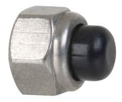 Value Collection - #8-32 UNC, 11/32" Width Across Flats, Uncoated, Stainless Steel Acorn Nut - 23/64" Overall Height, Nylon Insert Type, Grade 18-8 - Exact Tooling