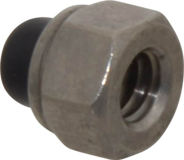 Value Collection - 1/4-20" UNC, 7/16" Width Across Flats, Uncoated, Stainless Steel Acorn Nut - 31/64" Overall Height, Nylon Insert Type, Grade 18-8 - Exact Tooling
