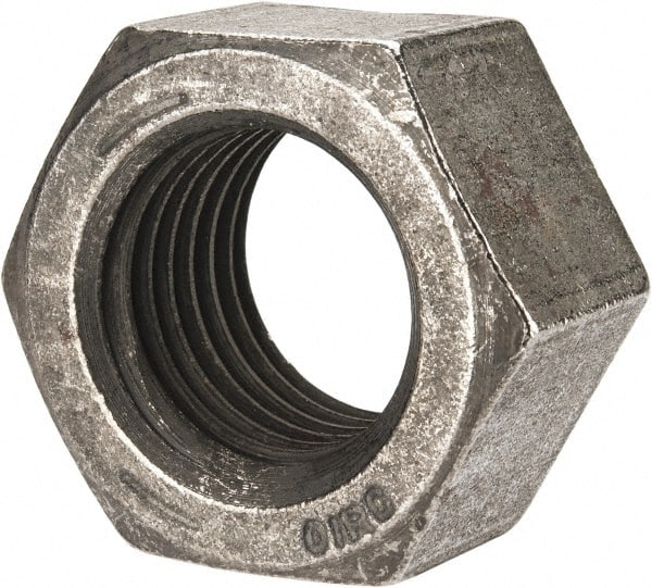 Value Collection - 1-1/2 - 6 UNC Steel Right Hand Hex Nut - 2-1/4" Across Flats, 1.317" High, Uncoated - Exact Tooling