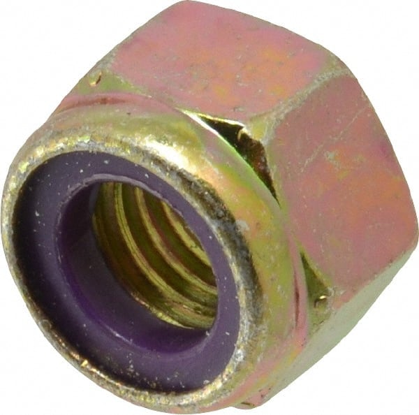 Value Collection - 9/16-12 UNC Grade 8 Hex Lock Nut with Nylon Insert - 7/8" Width Across Flats, 41/64" High, Zinc Yellow Dichromate Finish - Exact Tooling