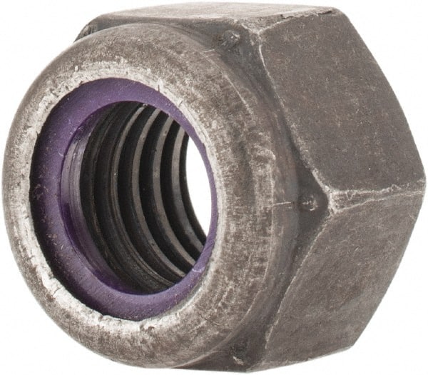 Value Collection - 1/2-13 UNC Grade 8 Hex Lock Nut with Nylon Insert - 3/4" Width Across Flats, 19/32" High, Uncoated - Exact Tooling