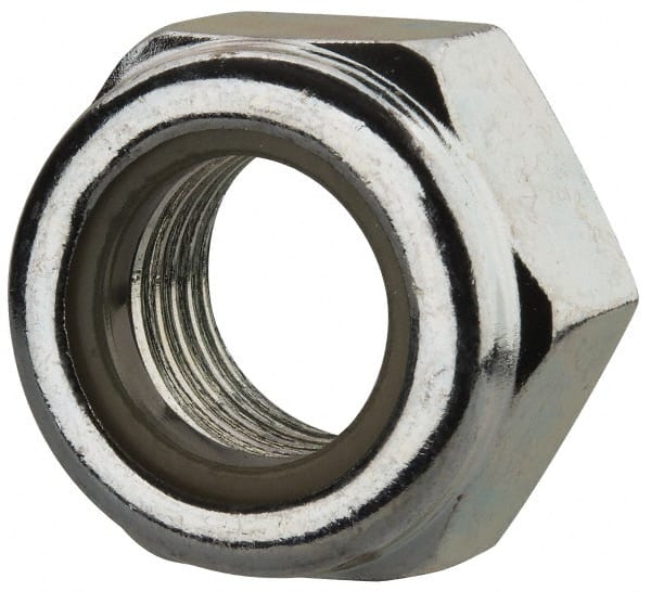 Value Collection - M14x1.50 Metric Fine Grade 8 Hex Lock Nut with Nylon Insert - 14mm High, Zinc-Plated Finish - Exact Tooling