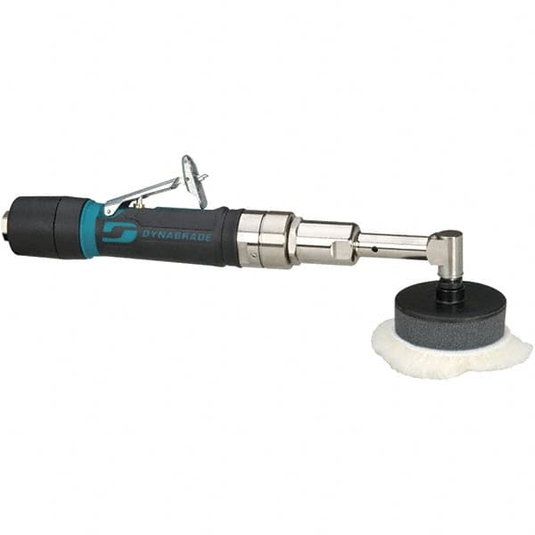 Dynabrade - 3" Pad Diam, 3,200 RPM, 0.4 hp, Handheld Pneumatic Buffer - 26 CFM, 1/4-20" Spindle Thread, 1/4" Inlet - Exact Tooling