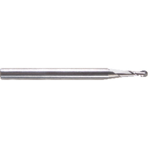 ‎0.12″ Dia. × 1/8″ Shank × 0.18″ DOC × 1-1/2″ OAL, Carbide 2 Flute, 30° Helix, Ballnose End Mill Series/List #5915 - Exact Tooling