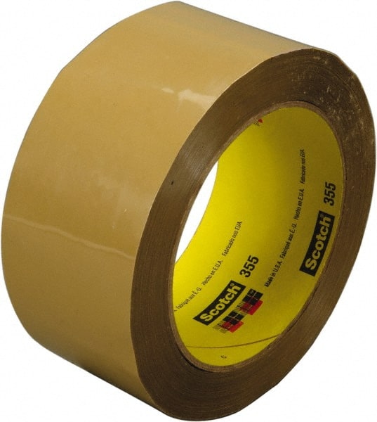 3M - 72mm x 50m Tan Rubber Adhesive Sealing Tape - Polyester Film Backing, 3.4 mil Thick, 67 Lb Tensile Strength, Series 355 - Exact Tooling