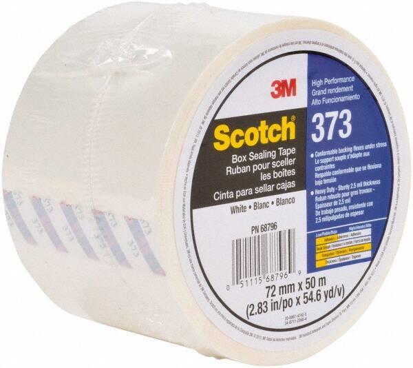 3M - 72mm x 50m White Sealing Tape - 2.5 mil Thick, 30 Lb Tensile Strength, Series 373 - Exact Tooling