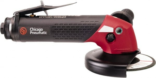 Chicago Pneumatic - 4-1/2" Wheel Diam, 12,000 RPM, Pneumatic Angle & Disc Grinder - 5/8-11 Spindle, 68 CFM - Exact Tooling