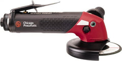 Chicago Pneumatic - 4-1/2" Wheel Diam, 12,000 RPM, Pneumatic Angle & Disc Grinder - 5/8-11 Spindle, 68 CFM - Exact Tooling