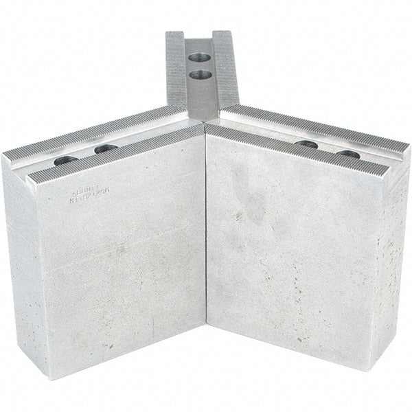 Abbott Workholding Products - 12" & Up Chuck Capacity, 1.5mm x 60° Serrated Attachment, Square Soft Lathe Chuck Jaw - 3 Jaws, Steel, 1.1811" Btw Mount Hole Ctrs, 5-1/2" Long x 2" Wide x 6" High, 0.8268" Groove, 0.6299" & 16mm Fastener - Exact Tooling