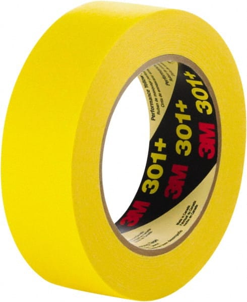 3M - 36mm Wide x 60 Yd Long Yellow Paper Masking Tape - Series 301+, 6.3 mil Thick, 22 In/Lb Tensile Strength - Exact Tooling