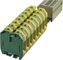 Cooper Bussmann - 1,000 Volt (IEC), 600 Volt (UL), 125 Amp, DIN Rail Mount, Grounding Terminal Block - Zinc Plated Steel, 12 to 2 AWG Compatibility, 2.4 Inch High x 56mm Deep - Exact Tooling