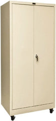 Hallowell - 4 Shelf Mobile Storage Cabinet - Steel, 36" Wide x 24" Deep x 78" High, Tan - Exact Tooling
