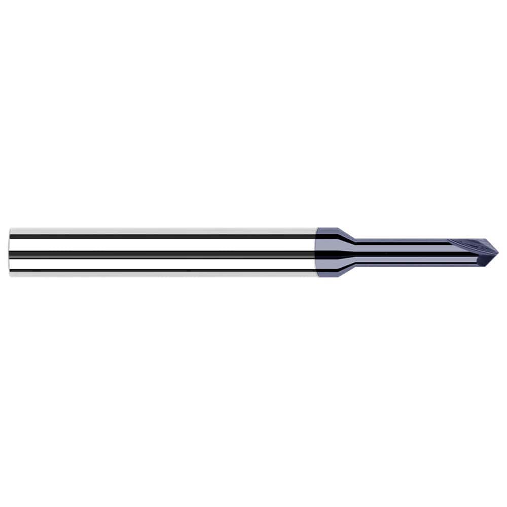 Harvey Tool - 3/32" Diam 90°/90° 2-Flute Single End Solid Carbide Chamfer Mill - Exact Tooling