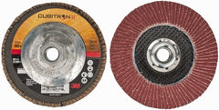 3M - 60 Grit, 4-1/2" Disc Diam, 5/8-11 Center Hole, Type 29 Ceramic Flap Disc - 13,300 Max RPM, Cloth Backing, Arbor Attaching System, Coated - Exact Tooling