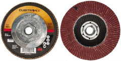 3M - 60 Grit, 4-1/2" Disc Diam, 5/8-11 Center Hole, Type 27 Ceramic Flap Disc - 13,300 Max RPM, Cloth Backing, Arbor Attaching System, Coated - Exact Tooling