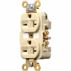 Hubbell Wiring Device-Kellems - 250V 20A NEMA 6-20R Industrial Grade Ivory Straight Blade Duplex Receptacle - Exact Tooling