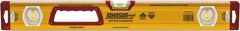Johnson Level & Tool - 24" Long 3 Vial Box Beam Level - Aluminum, Yellow, 2 Plumb & 1 Level Vials - Exact Tooling