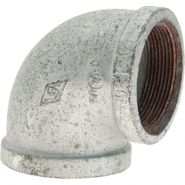 Value Collection - Class 150, 2" Galvanized Pipe 90° Elbow - Threaded, Malleable Iron - Exact Tooling