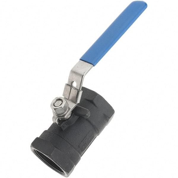 Value Collection - 1-1/2" Pipe, Carbon Steel Standard Ball Valve - 1 Piece, NPT Ends, Lever Handle, 2,000 WSP - Exact Tooling