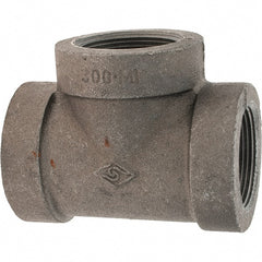 Value Collection - Size 1-1/2", Class 300, Malleable Iron Black Pipe Tee - 300 psi, Threaded End Connection - Exact Tooling