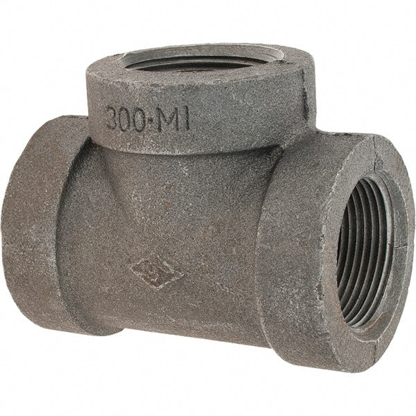 Value Collection - Size 1-1/4", Class 300, Malleable Iron Black Pipe Tee - 300 psi, Threaded End Connection - Exact Tooling