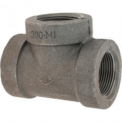 Value Collection - Size 1-1/4", Class 300, Malleable Iron Black Pipe Tee - 300 psi, Threaded End Connection - Exact Tooling
