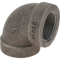 Value Collection - Size 1-1/4", Class 300, Malleable Iron Black Pipe 90° Elbow - 300 psi, Threaded End Connection - Exact Tooling