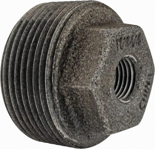 Value Collection - Size 1-1/4 x 3/8", Class 150, Malleable Iron Black Pipe Hex Bushing - 150 psi, Threaded End Connection - Exact Tooling
