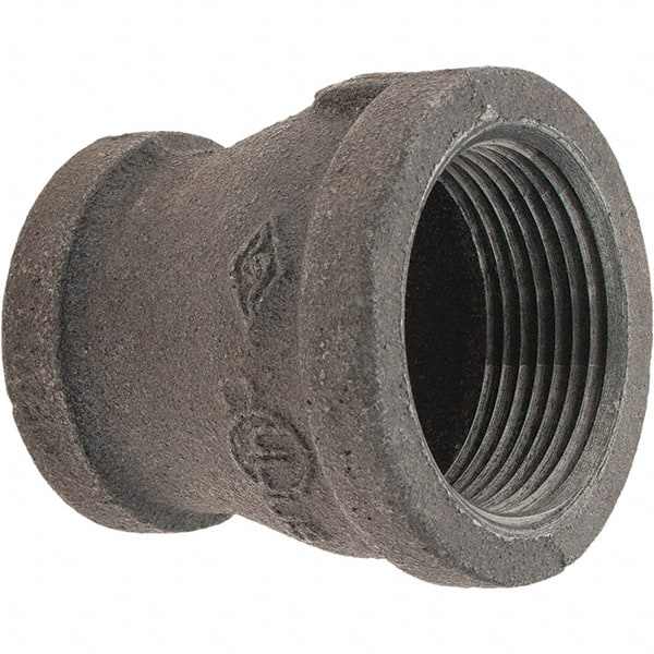 Value Collection - Size 1-1/4 x 1", Class 150, Malleable Iron Black Pipe Reducing Coupling - 150 psi, Threaded End Connection - Exact Tooling