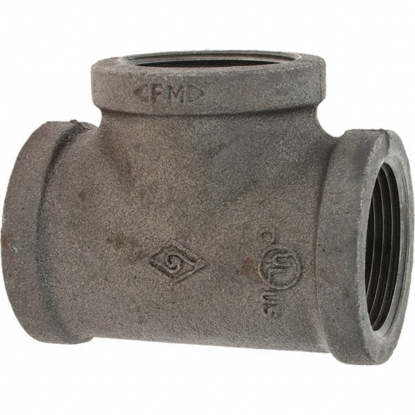 Value Collection - Size 1-1/4", Class 150, Malleable Iron Black Pipe Tee - 150 psi, Threaded End Connection - Exact Tooling
