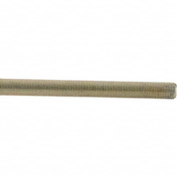 Value Collection - 5/8-18 UNF (Fine), 3' Long, Low Carbon Steel Threaded Rod - Yellow Zinc-Plated Finish - Exact Tooling