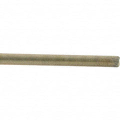Value Collection - 5/8-18 UNF (Fine), 3' Long, Low Carbon Steel Threaded Rod - Yellow Zinc-Plated Finish - Exact Tooling