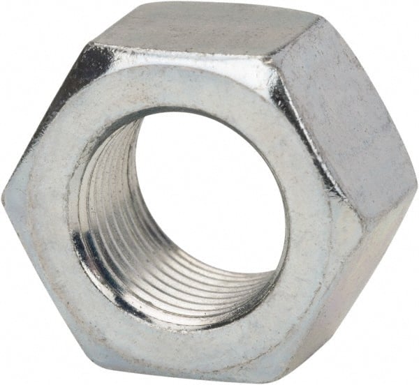 Made in USA - 3/8-16 UNC Steel Right Hand Hex Nut - 9/16" Across Flats, 21/64" High, Zinc Clear Finish - Exact Tooling