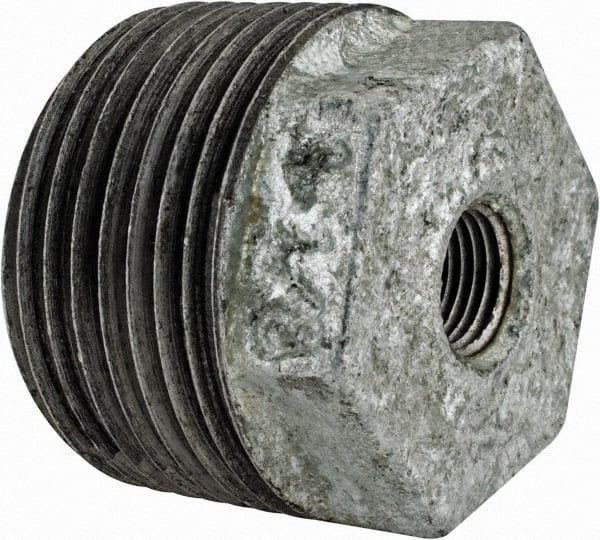 Value Collection - Size 1-1/4 x 1/4", Class 150, Malleable Iron Galvanized Pipe Hex Bushing - 150 psi, Threaded End Connection - Exact Tooling