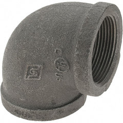 Value Collection - Size 1-1/2", Class 150, Malleable Iron Black Pipe 90° Elbow - 150 psi, Threaded End Connection - Exact Tooling