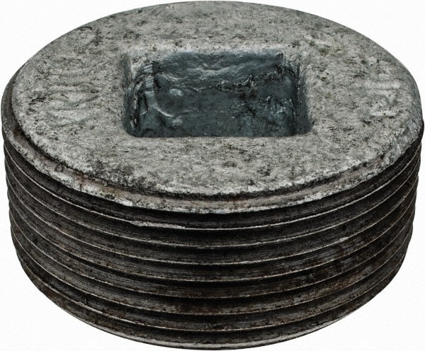 Value Collection - Size 1-1/2", Class 150, Malleable Iron Galvanized Pipe Countersunk Plug - 150 psi, Threaded End Connection - Exact Tooling