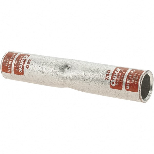 Made in USA - 2/0 AWG Compatible, Noninsulated, Crimp-On Butt Splice Terminal - 2 Wire Entries, Copper Contacts, Tin Contact Plating - Exact Tooling