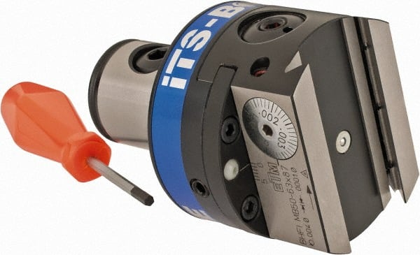 Iscar - 63mm Body Diam, Manual Single Cutter Boring Head - 0.098" to 8.661" Bore Diam - Exact Tooling