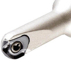 Iscar - 0.315" Cut Diam, 0.21" Max Depth of Cut, 1/2" Shank Diam, 3" OAL, Indexable Ball Nose End Mill - 1" Head Length, Straight Shank, CM D.31 Toolholder, CR-D8/.31 Insert - Exact Tooling