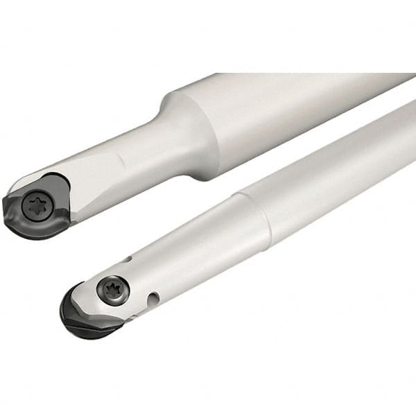 Iscar - 8mm Cut Diam, 5.5mm Max Depth of Cut, 12mm Shank Diam, 80mm OAL, Indexable Ball Nose End Mill - 25mm Head Length, Straight Shank, CM D08 Toolholder, CR-D8 Insert - Exact Tooling